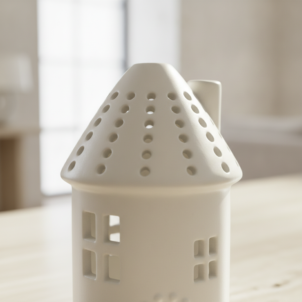 White Ceramic House Tealight Holder