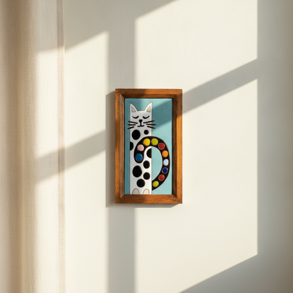 Polka Dot Cat Tile