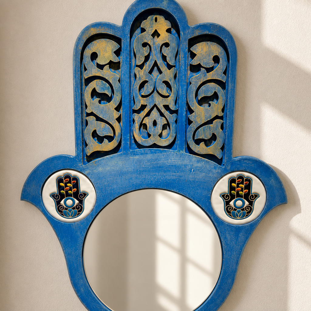 Blue Hamsa Mirror