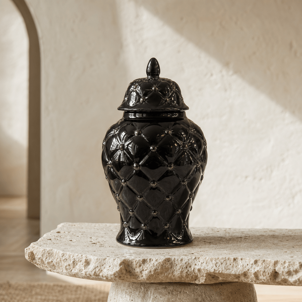 Quilted Black Jar - Figi Home