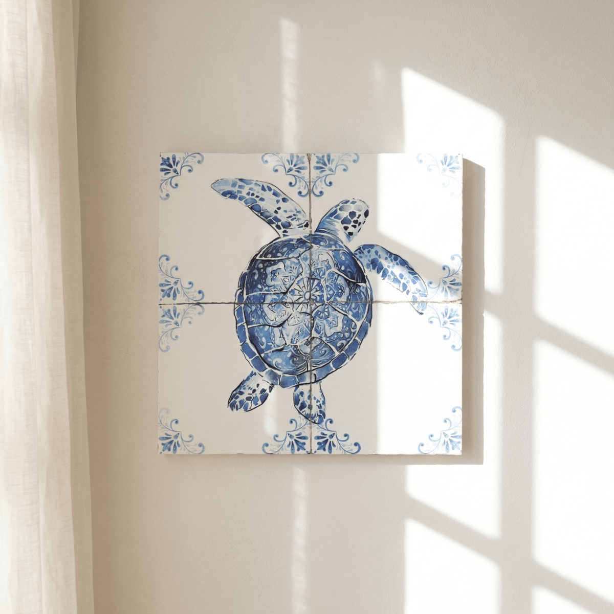Sea Turtle Tile Canvas Print - Figi Home