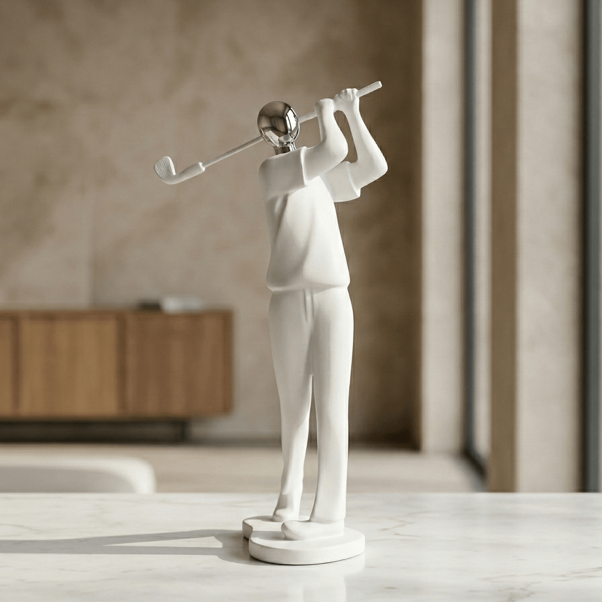 Silver Swing Modern Golfer Sculpture - Figi Home
