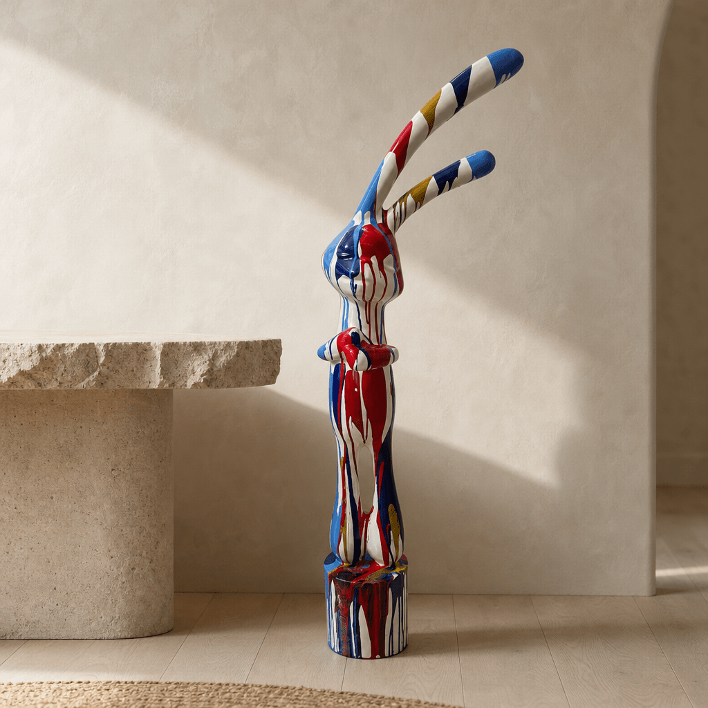 Splatter Paint Rabbit Sculpture - Figi Home