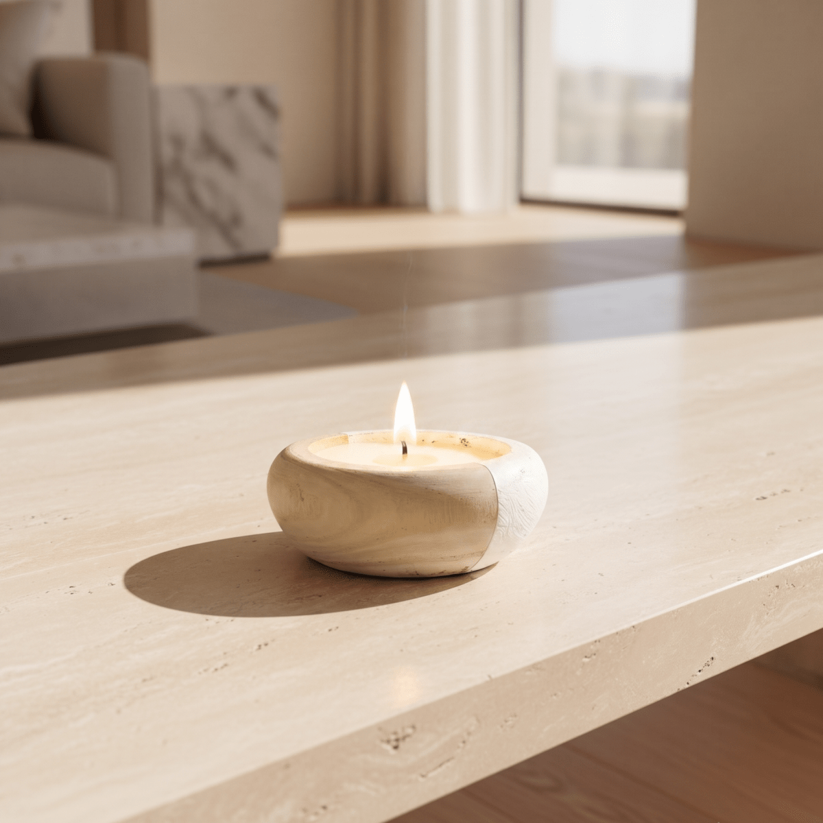 Two-Tone Wood Decorative Candle - Figi Home