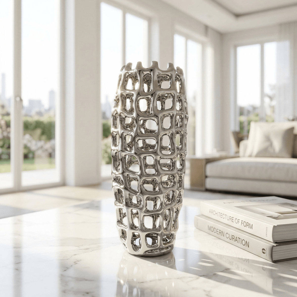 Voronoi Chrome Vase - Figi Home