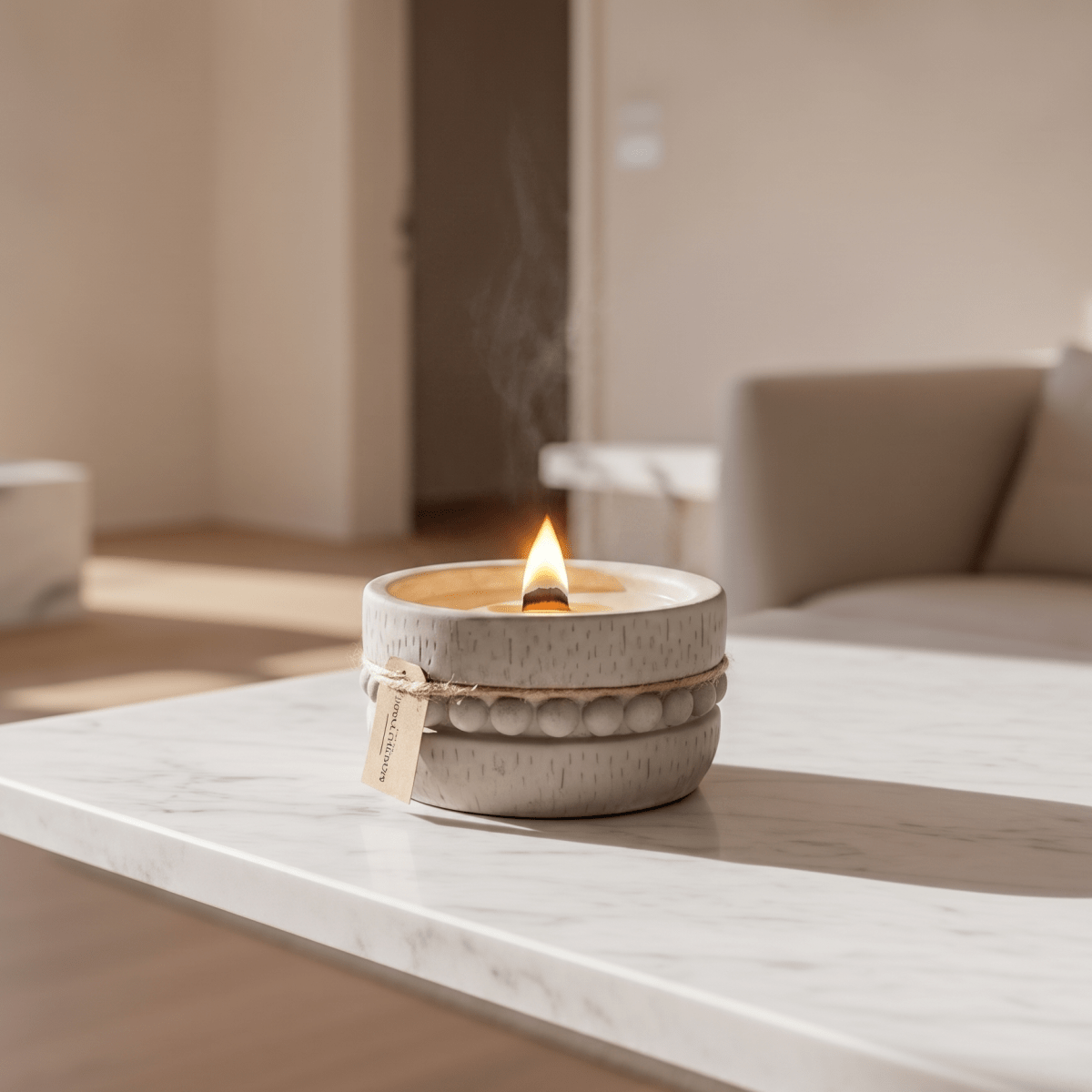 White Tea scented Concrete Candle - Figi Home