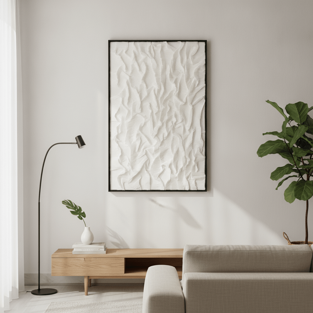 White Textured Wall Art - Figi Home
