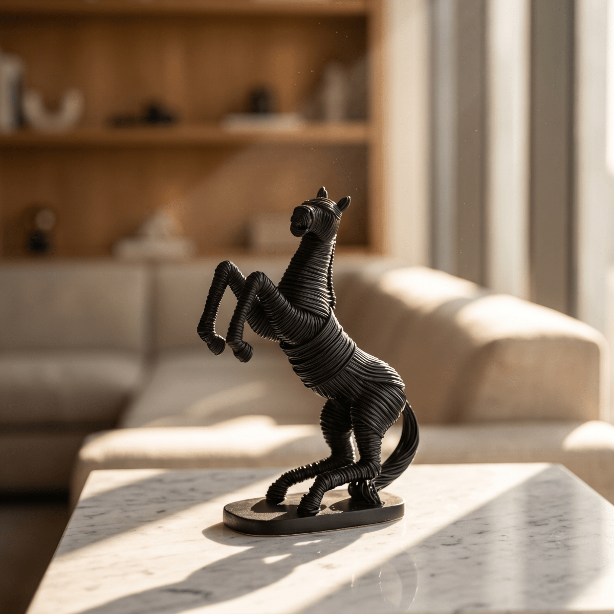 Wire-Wrapped Rearing Horse Sculpture - Figi Home