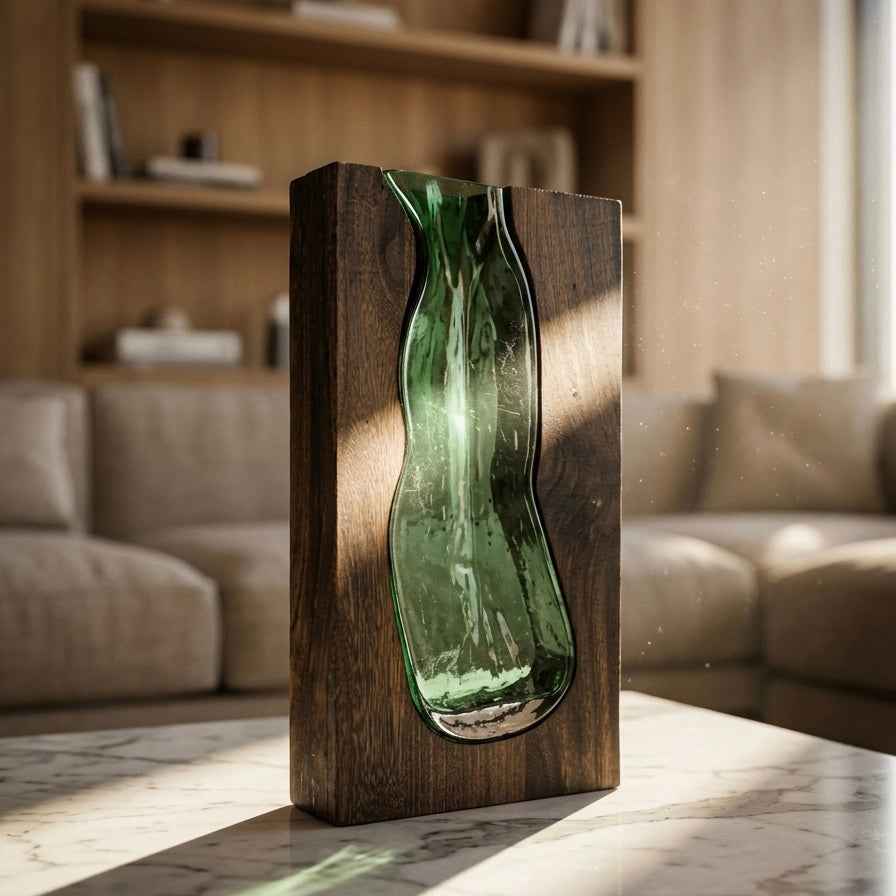 Wood Frame Glass Vase - Figi Home