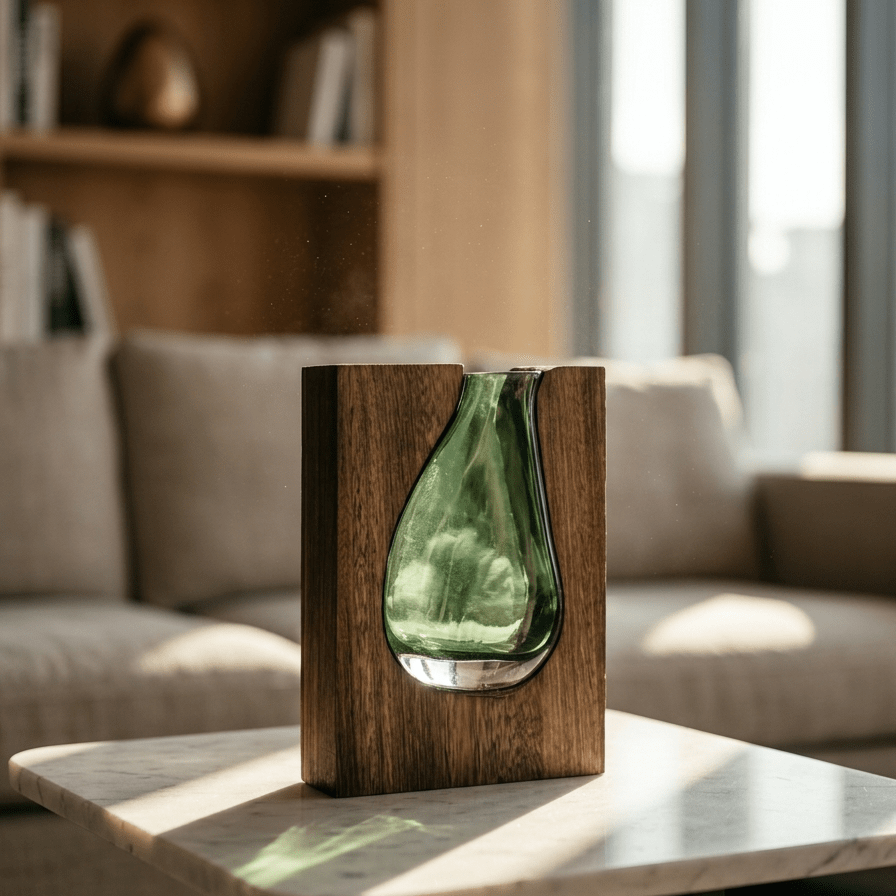 Wood Frame Glass Vase - Figi Home