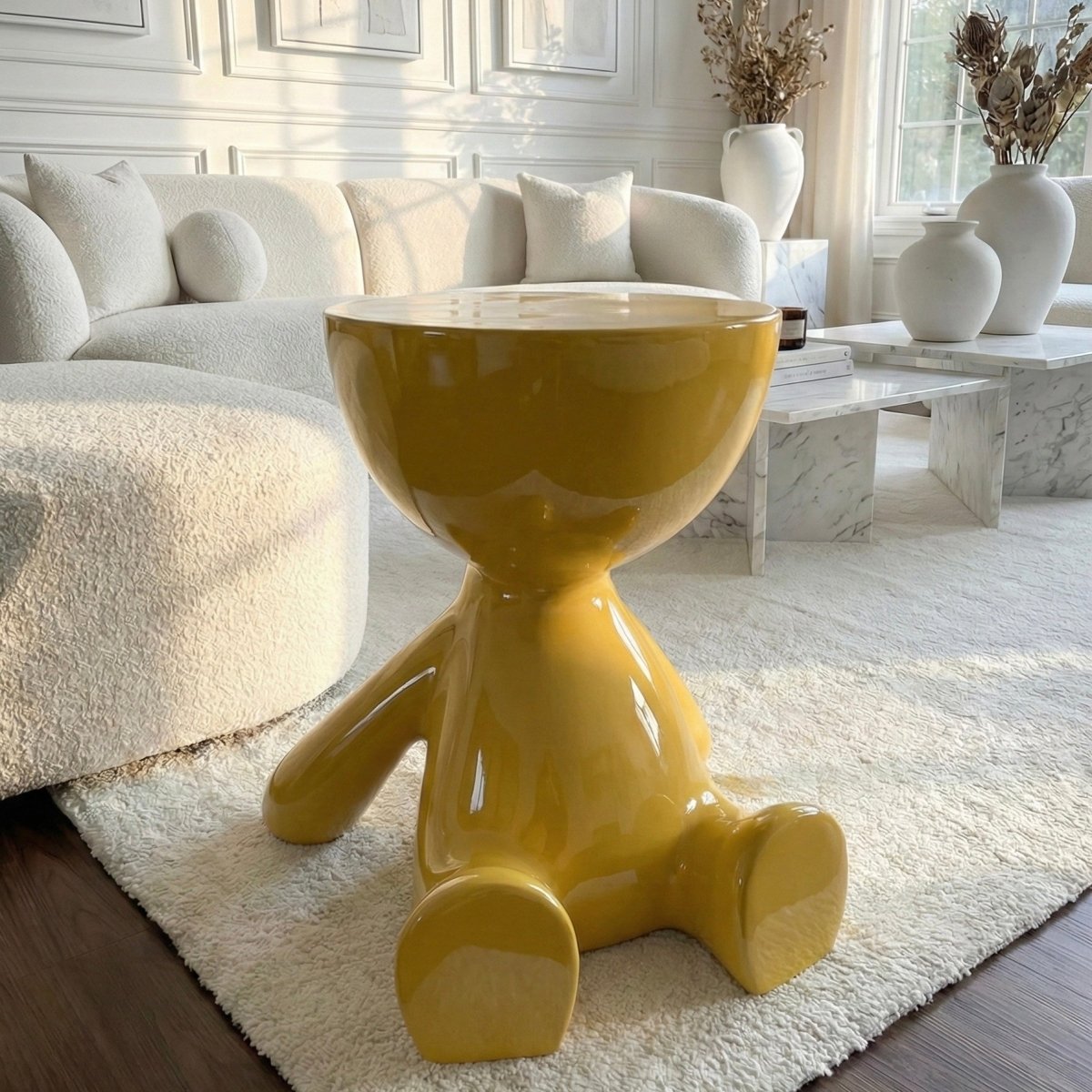 Yellow half head side table - Figi Home
