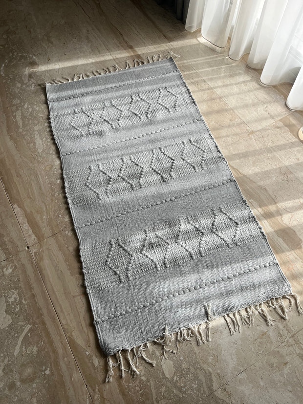 Soft Grey Textured Kilim