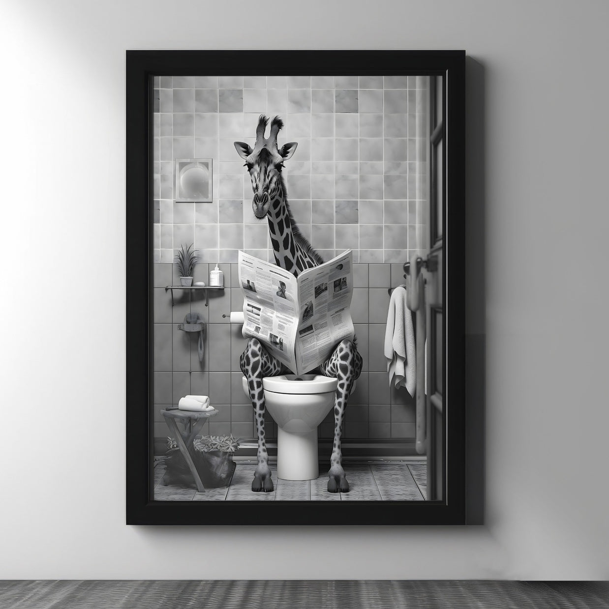 Giraffe Reading in the Bathroom - Figi Home