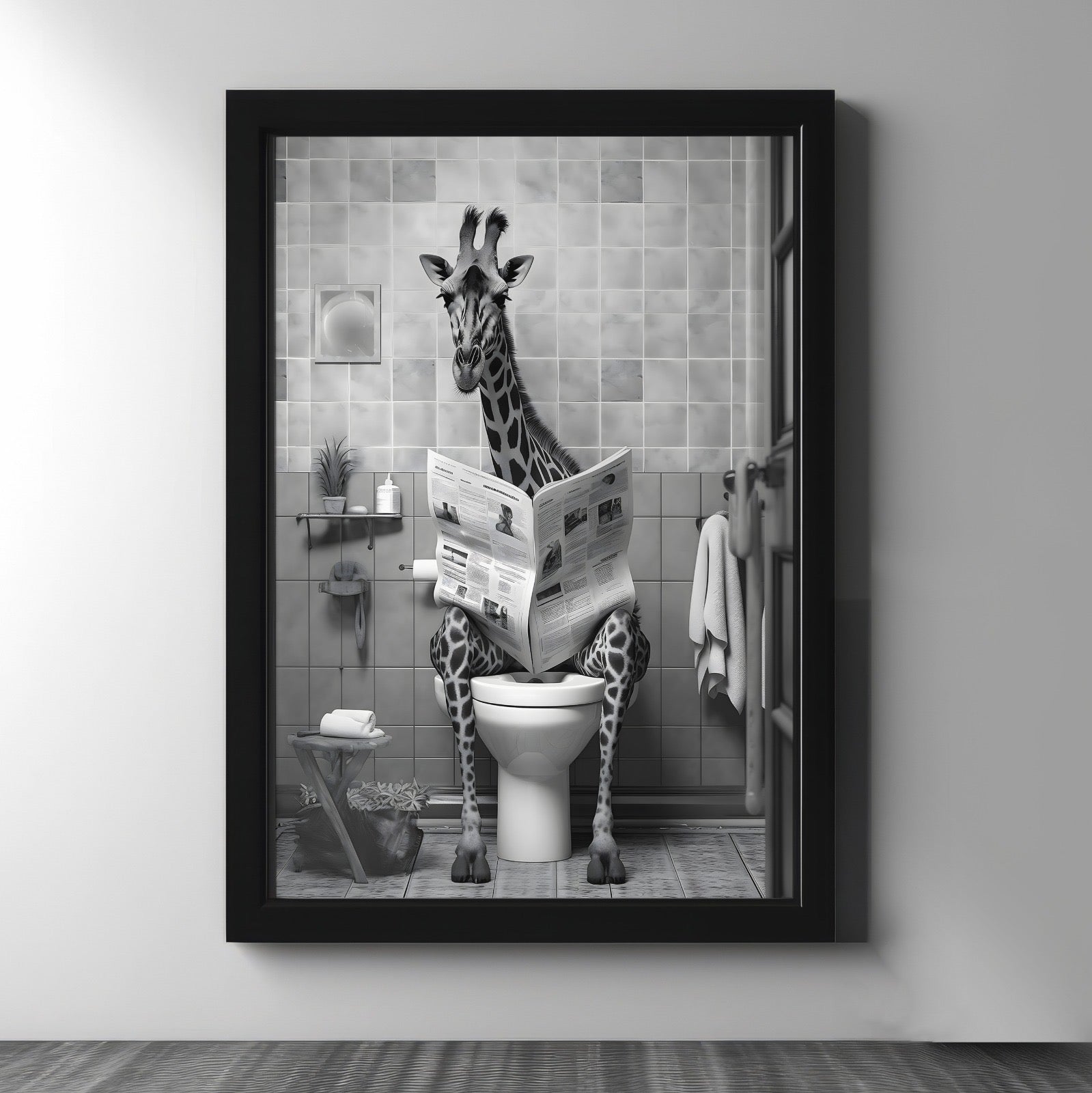 Giraffe Reading in the Bathroom - Figi Home