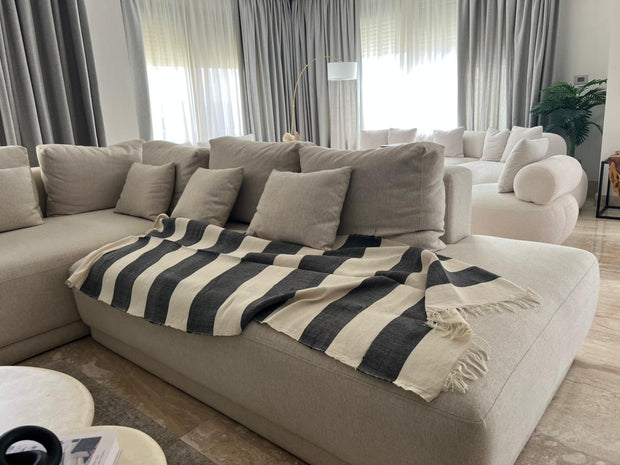 Noir Stripe Fringe couch cover