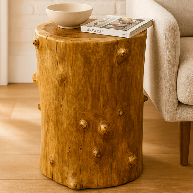 Veyra Knot – Natural Wooden Side Table with Tree Knot Detailing
