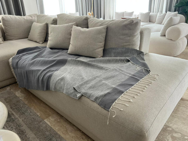 Dual-tone linen couch cover