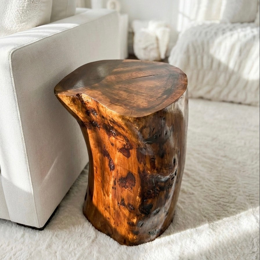 Raw Form Solid Wood Side Table