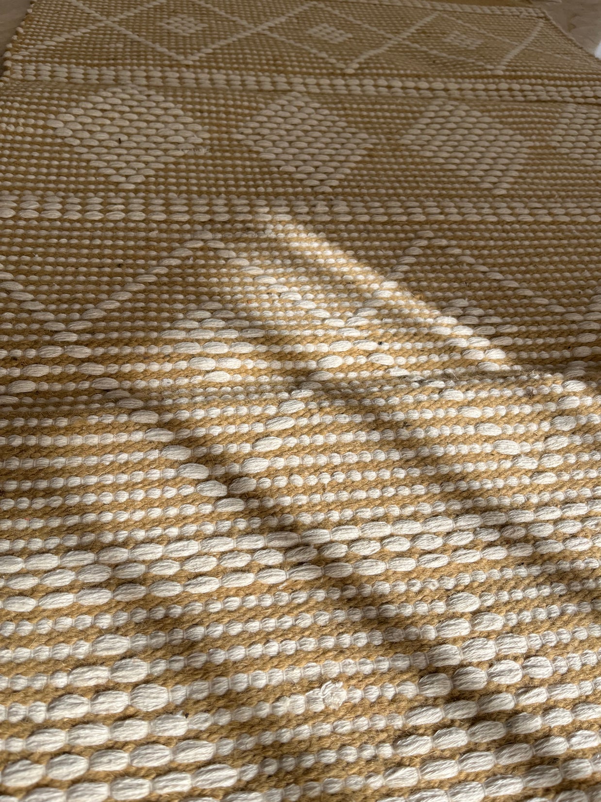 Kilim Cotton Runner – Mustard & Cream