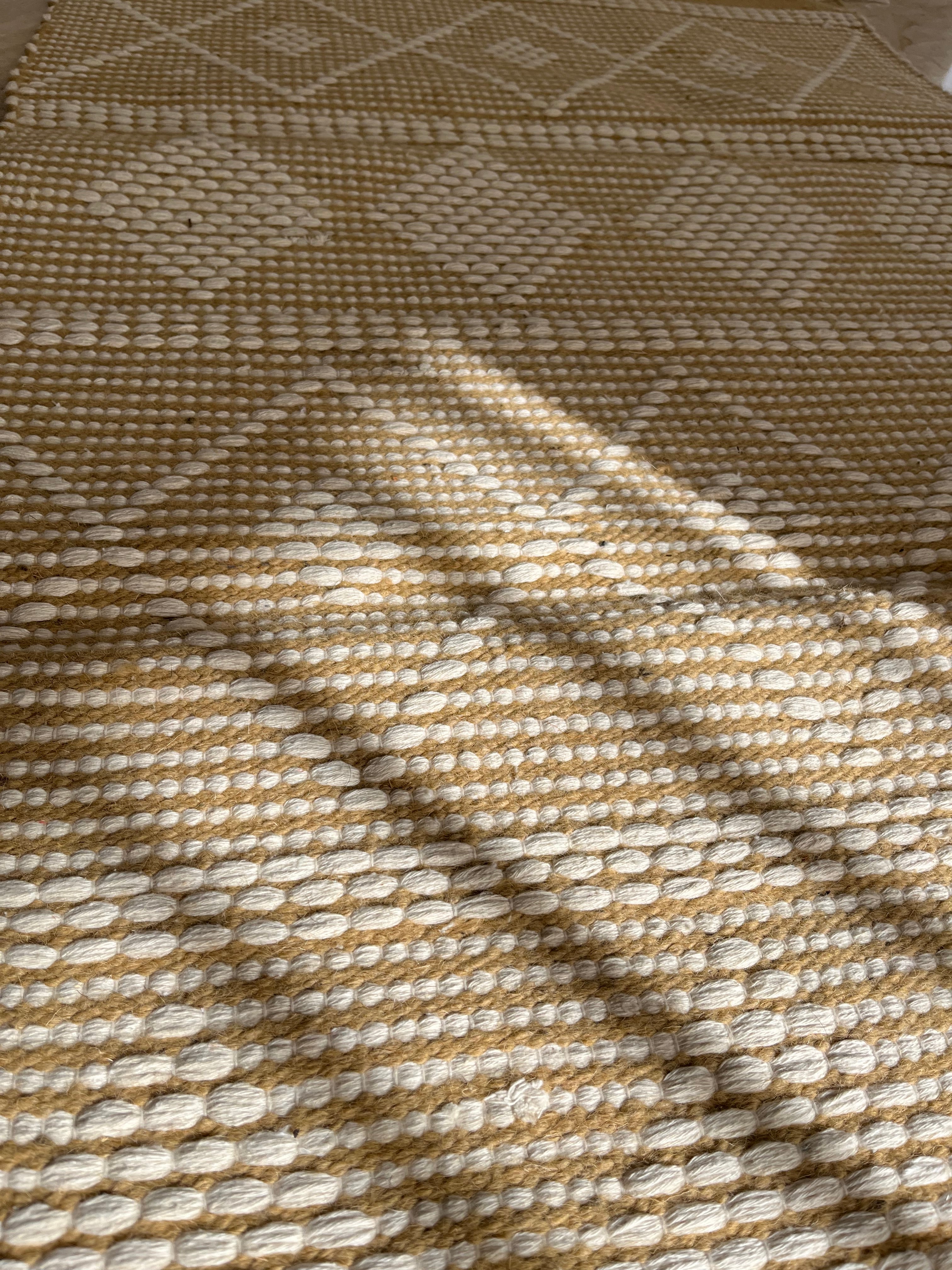 Kilim Cotton Runner – Mustard & Cream