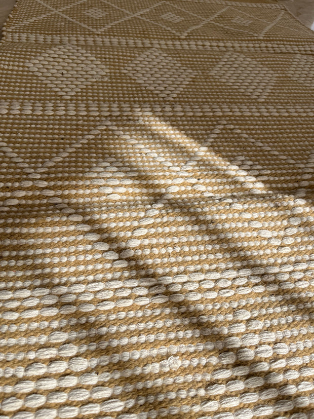 Kilim Cotton Runner – Mustard & Cream