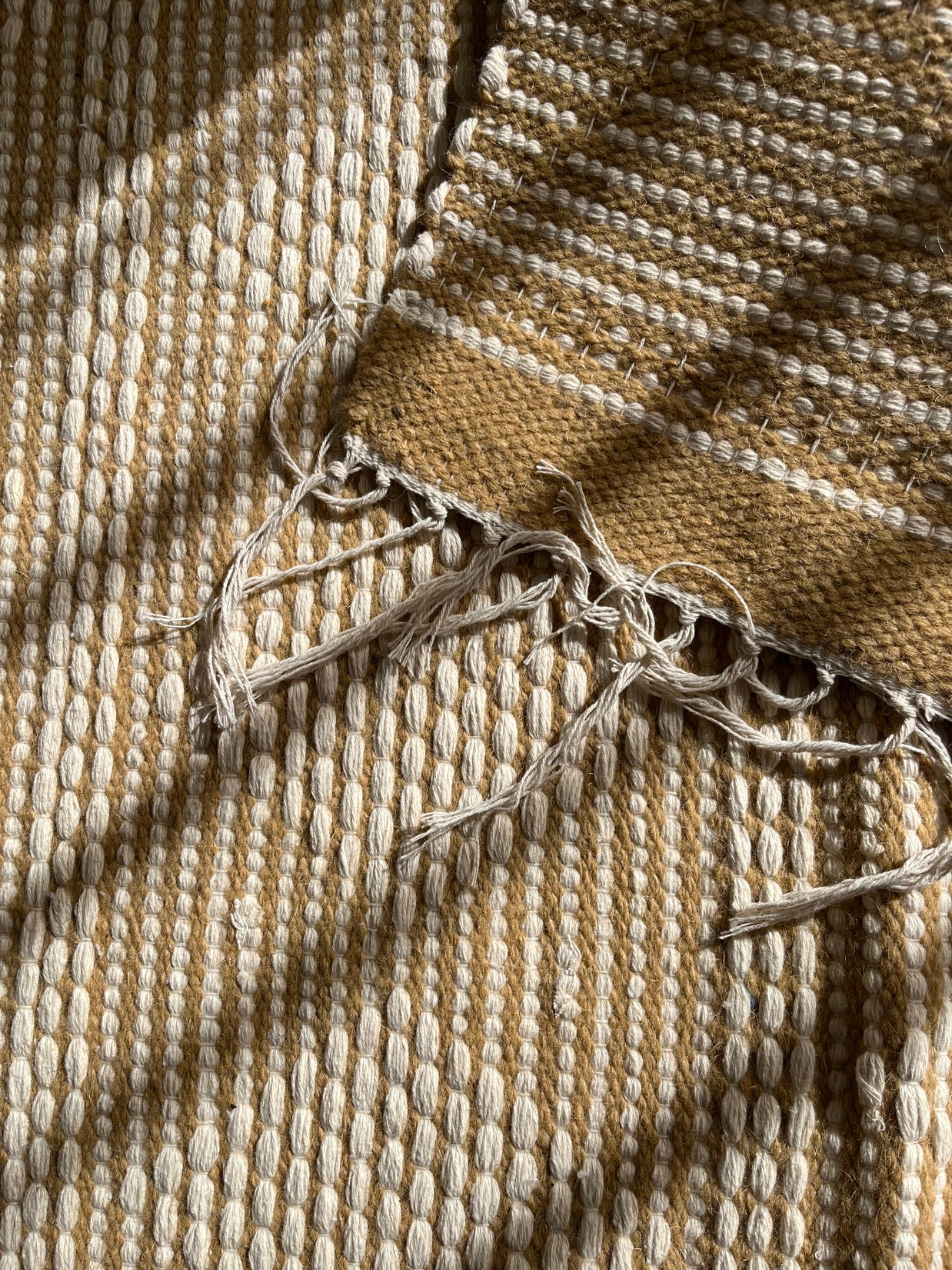 Kilim Cotton Runner – Mustard & Cream