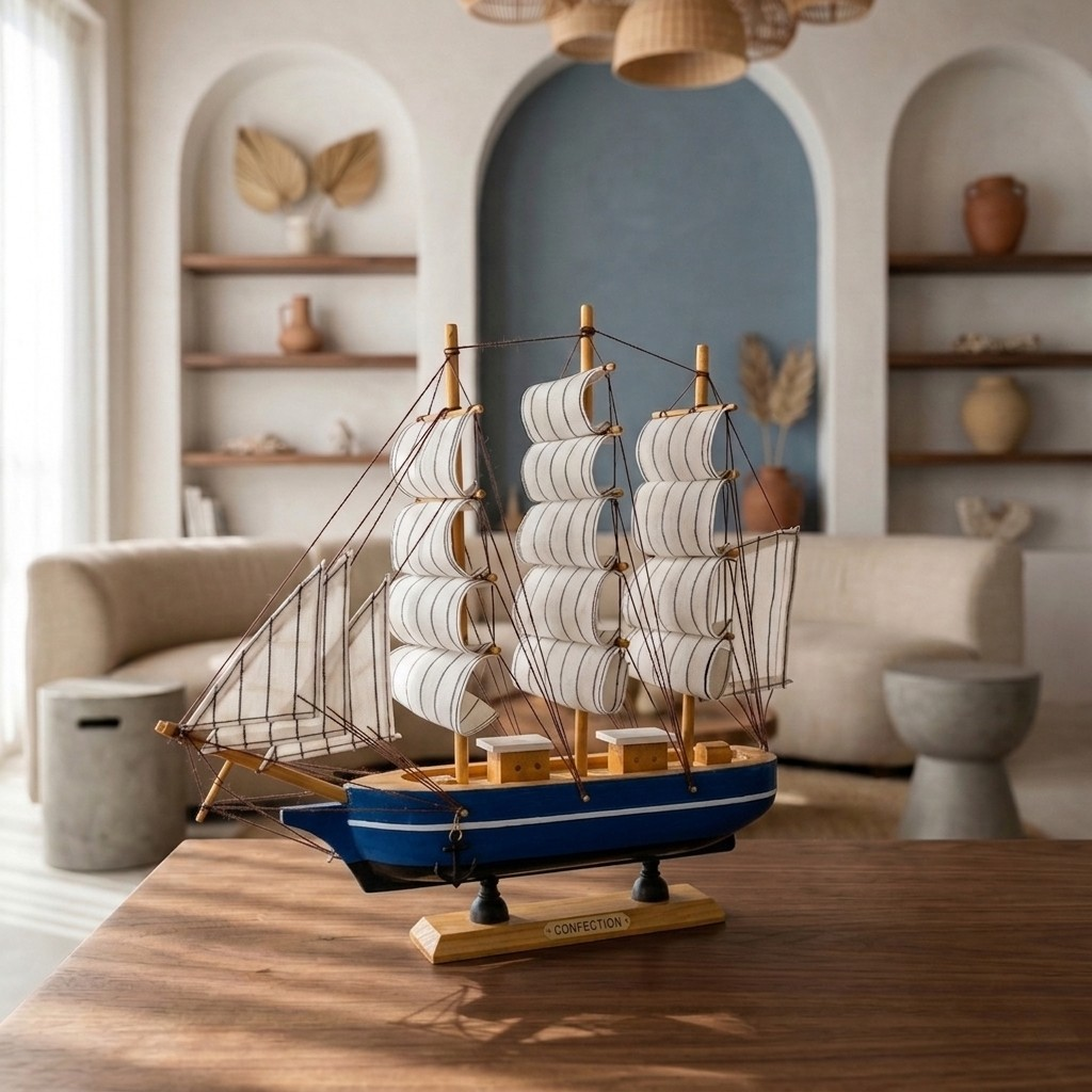 Blue Tall Ship Model