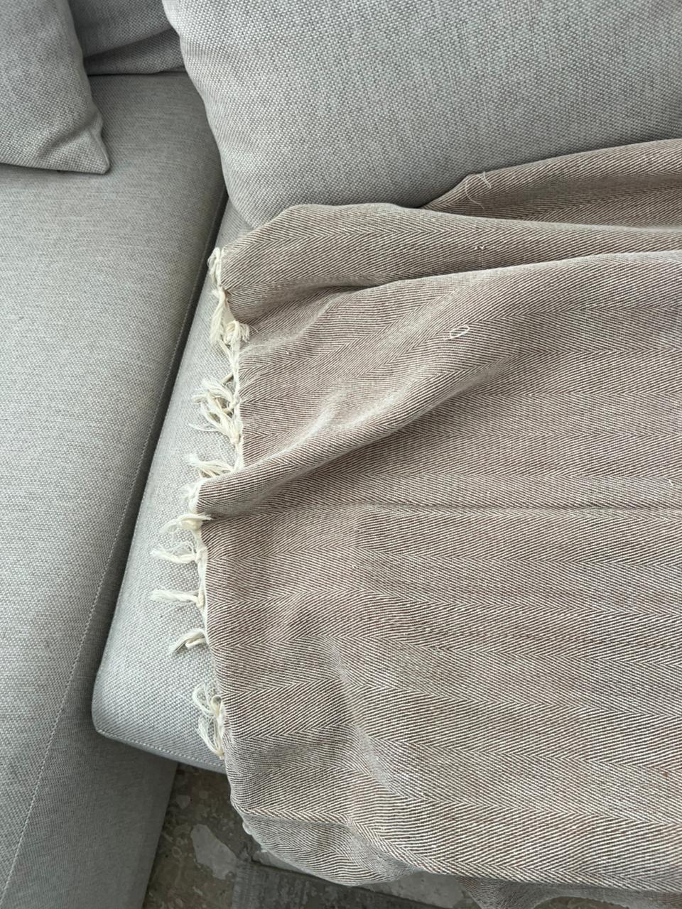 Beige linen couch cover