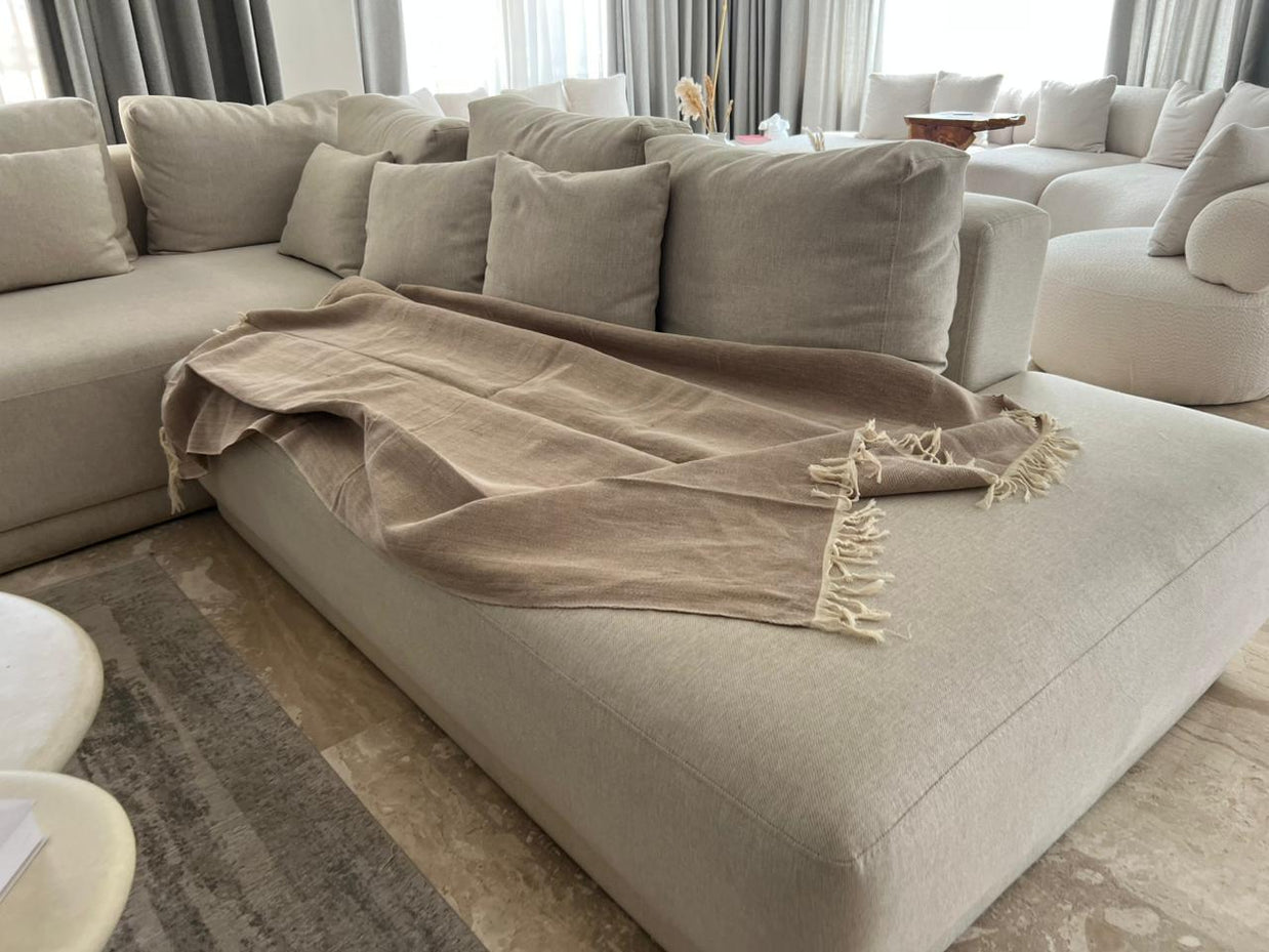 Beige linen couch cover