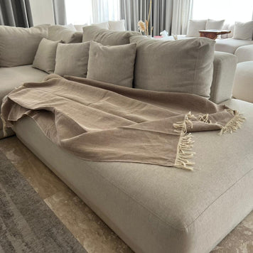 Beige linen couch cover