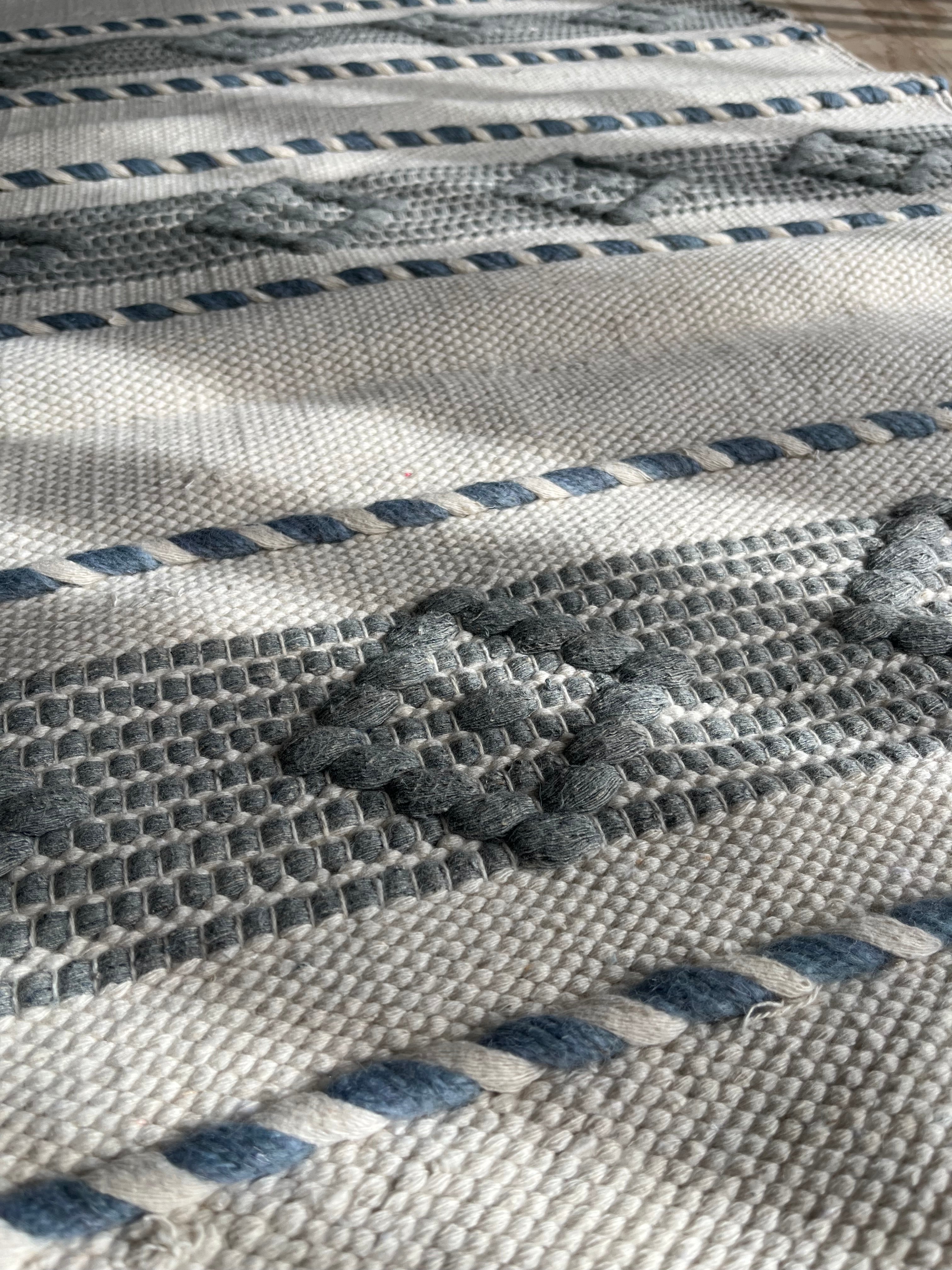 Blue & Grey Textured Kilim