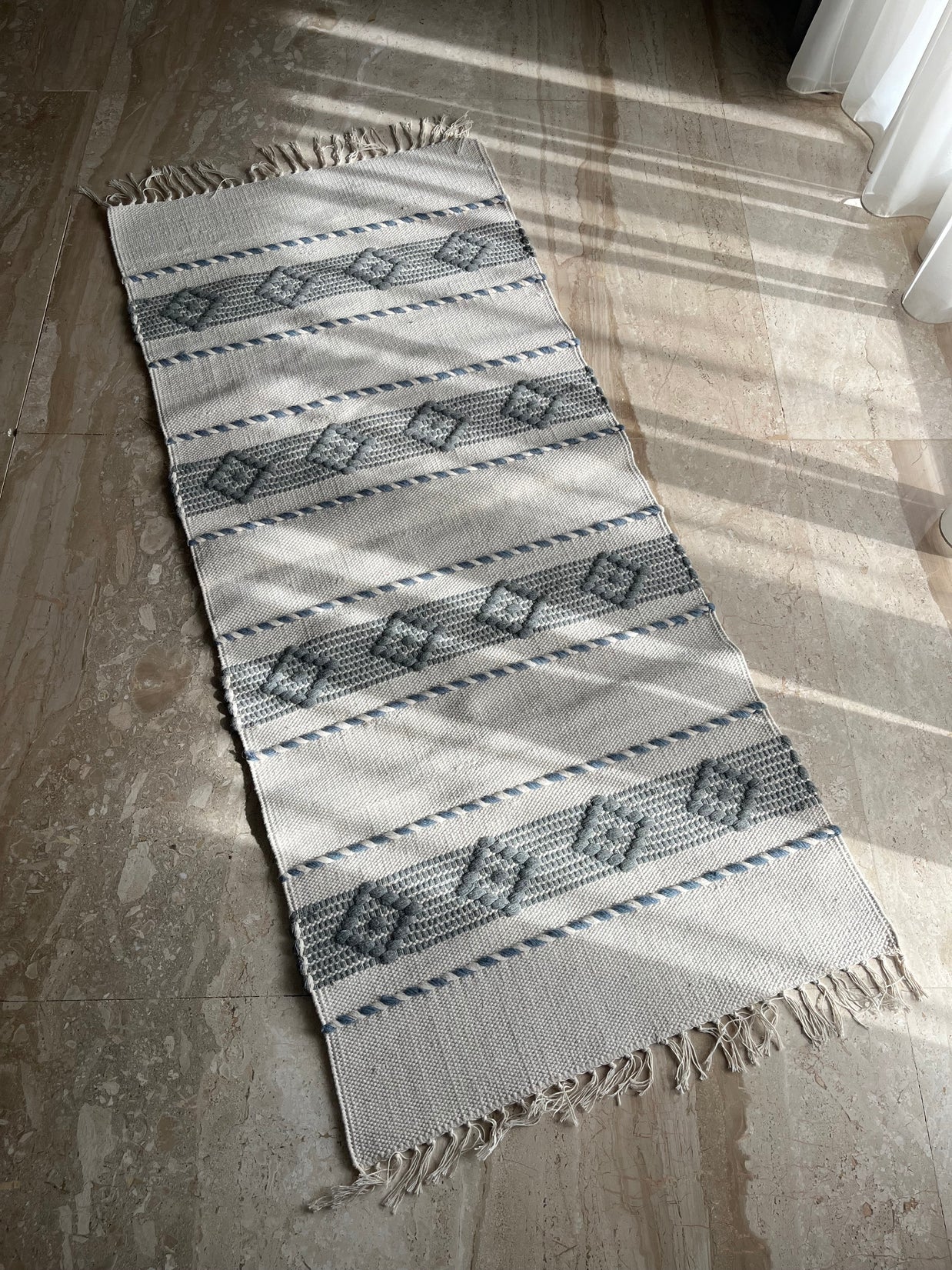 Blue & Grey Textured Kilim