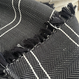 Seren Black Linen-Cotton Throw