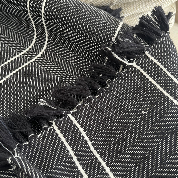 Seren Black Linen-Cotton Throw