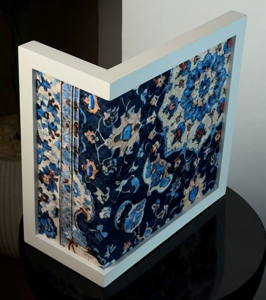 Corner Frame Wall Art – Blue Floral Design - Figi Home