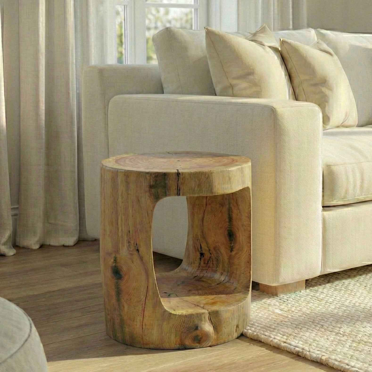 Veyra Nestwood –  Round Wooden Side Tables with Open Storage Base