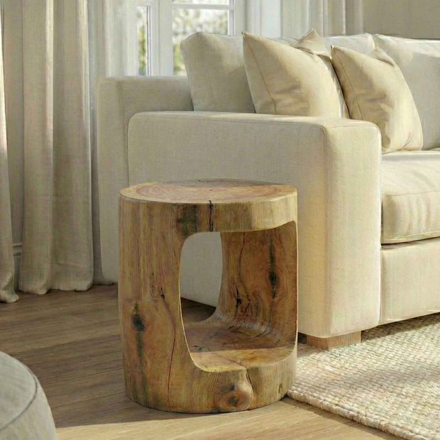 Veyra Nestwood –  Round Wooden Side Tables with Open Storage Base
