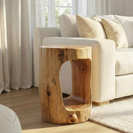 Veyra Nestwood –  Round Wooden Side Tables with Open Storage Base
