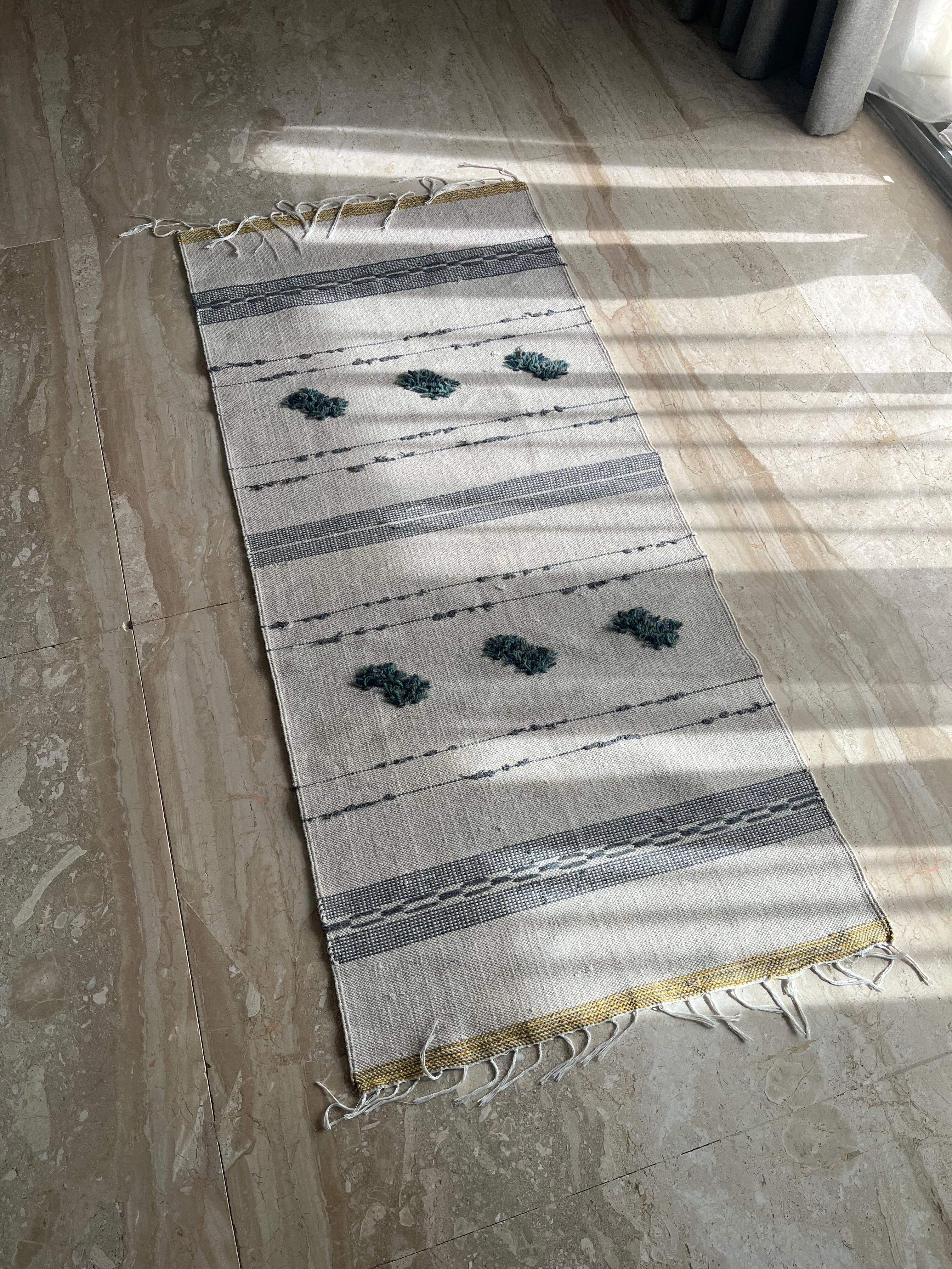 Grey & Teal Handwoven Kilim