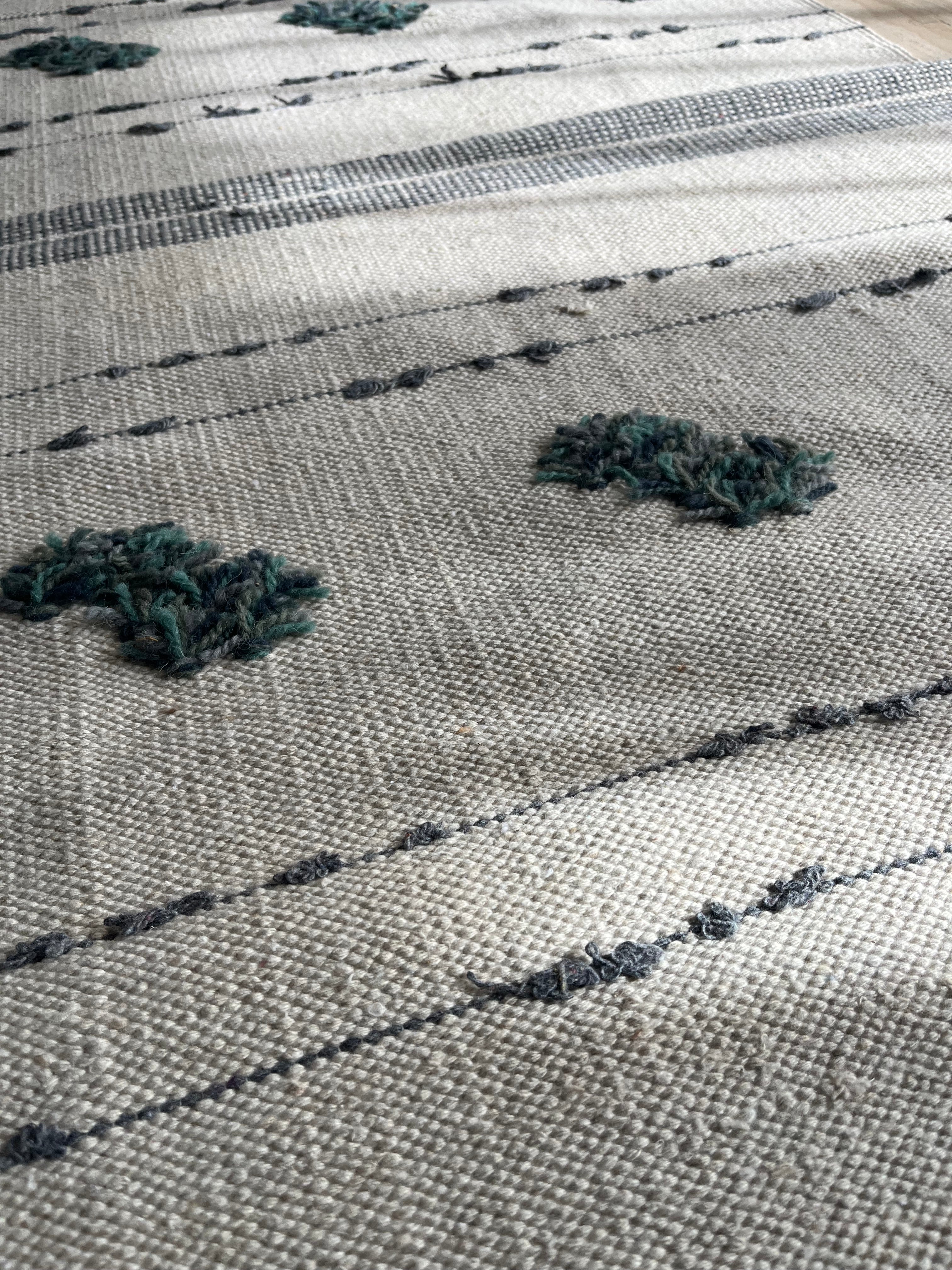 Grey & Teal Handwoven Kilim