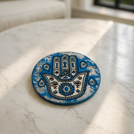 Blue Hamsa Coaster - Figi Home