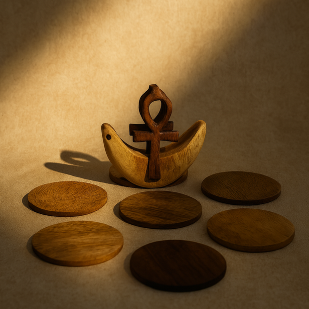 Ankh Wooden Coaster Set