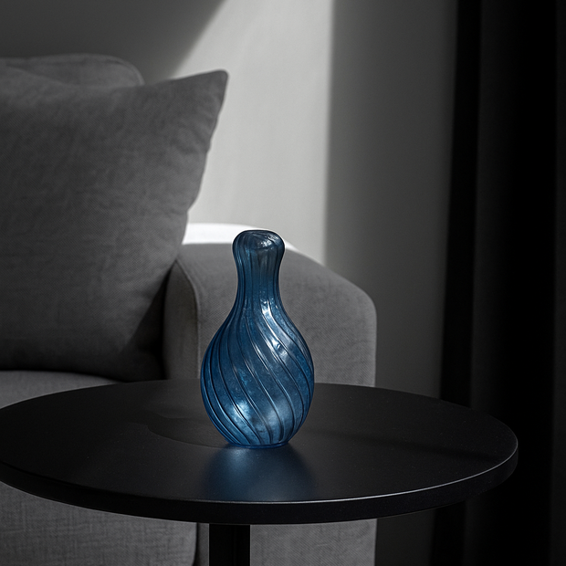 Blue Swirl Glass Vase