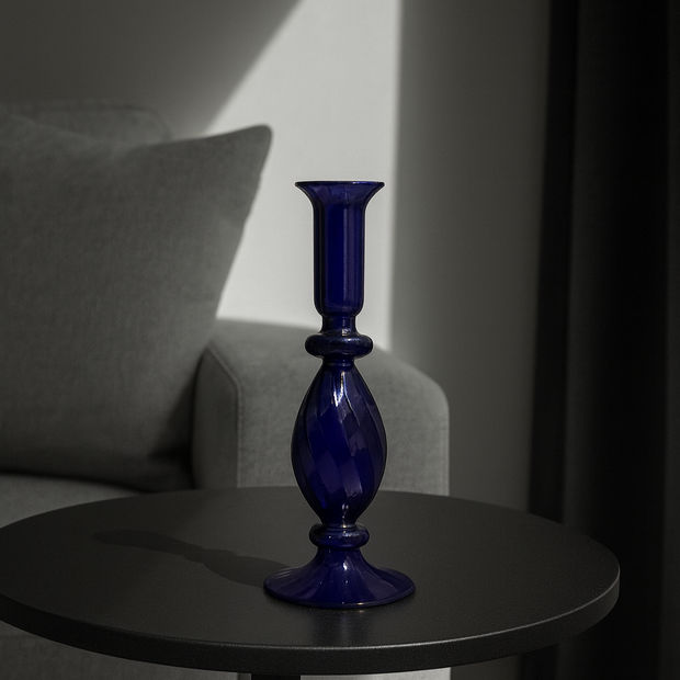 Ribbed Glass Candlestick