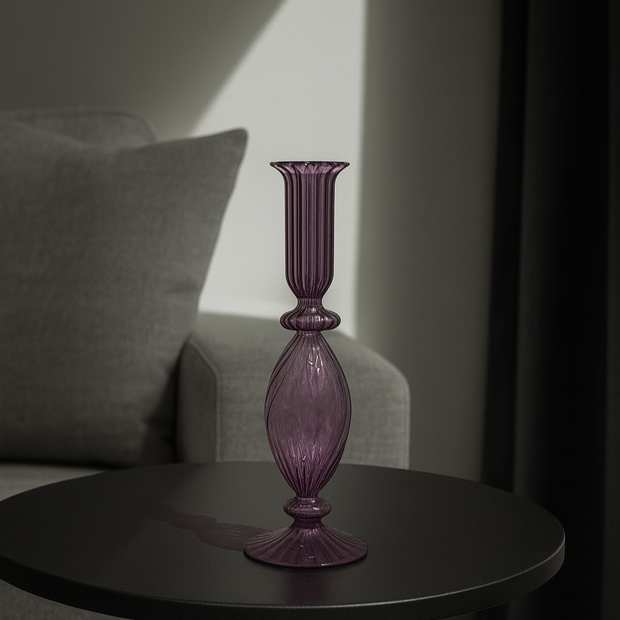 Ribbed Glass Candlestick
