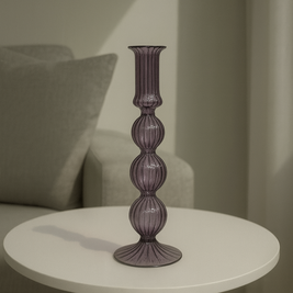 Symmetrical triple-Ball Glass Candlestick