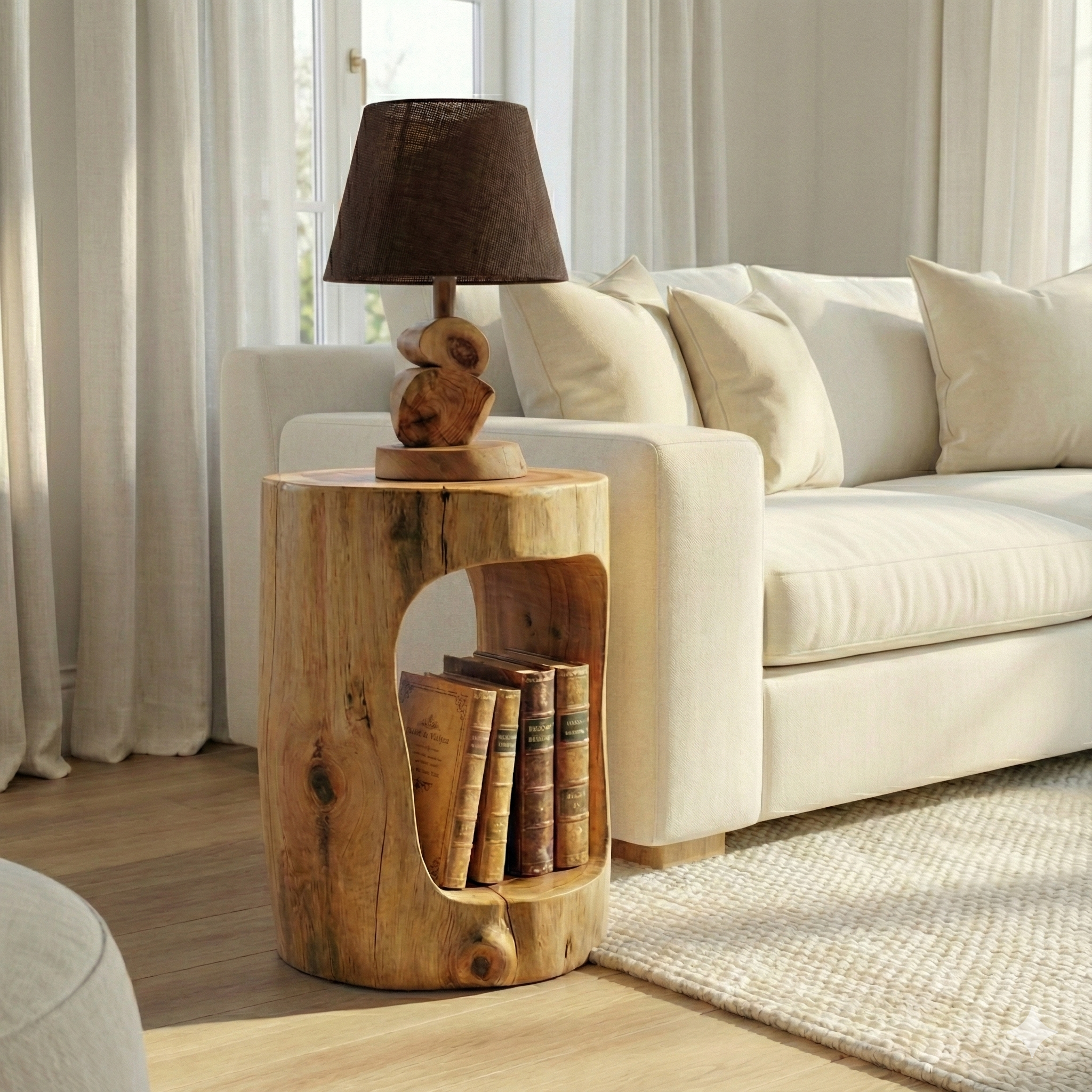 Veyra Nestwood –  Round Wooden Side Tables with Open Storage Base - Figi Home