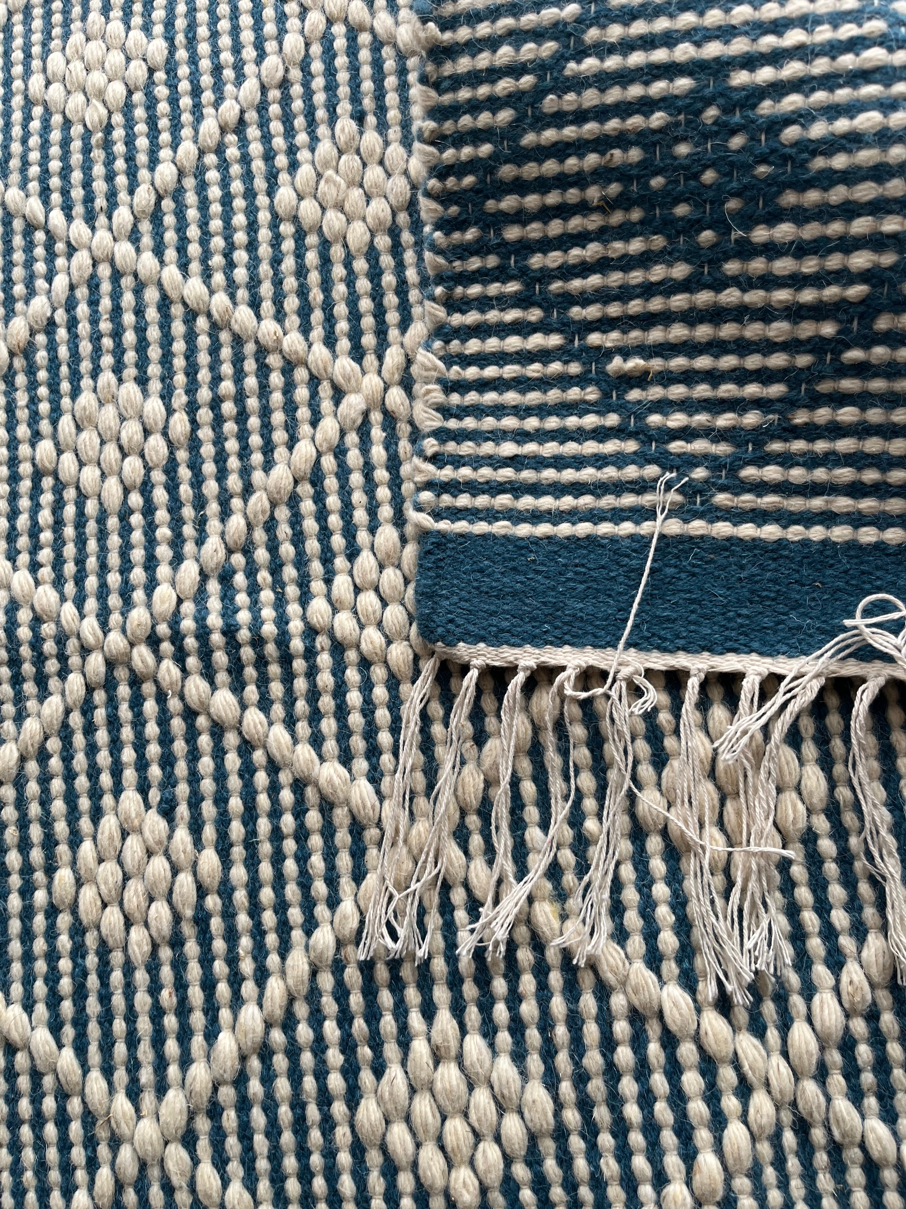 Teal diamond patterned kilim