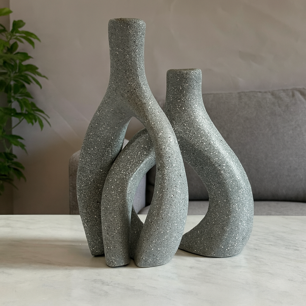 Modern Twin Pottery Vase Set