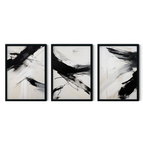Monochrome Abstract Triptych (Set of 3) - Figi Home